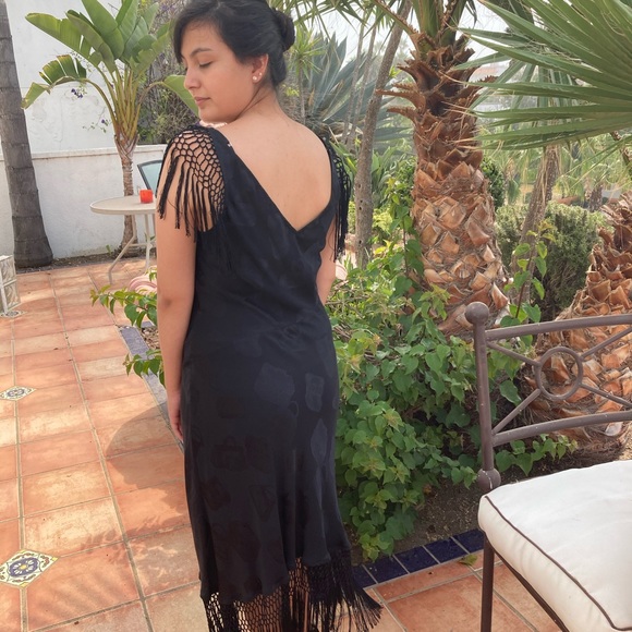 Vintage 100% Silk  LOLITA LEMPICKA Couture Fringed Maxi Purchased in France - Picture 3 of 11